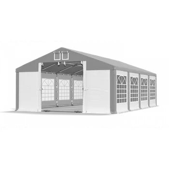 Zahradní stan Párty stan 5x8x2m střecha PVC 620g/m2 boky PVC 620g/m2 konstrukce LÉTO PLUS Šedá Bílá Šedá