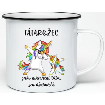 Hrnek smaltovaný-plecháček s černým lemem Tátorožec - 1 kluk