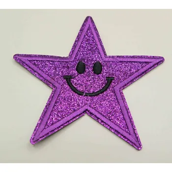 Vánoční dekorace Nažehlovací záplata - třpytivá hvězda - fialová - rozměr 8,5 cm x 8,5 cm