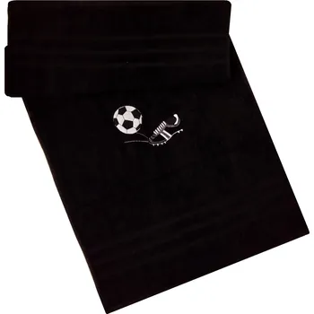 Osuška s výšivkou fotbalové kopačky a míče + jméno 70x140 černá