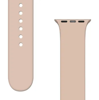 Řemínek na hodinky Beweare Silikonový řemínek s knoflíkovou sponou APS pro Apple Watch na 8 / 7 / 6 / 5 / 4 / 3 / 2 / SE (49/45/44/42 mm) - béžový