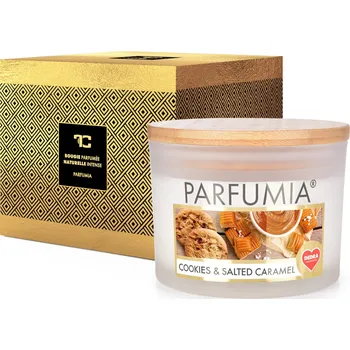 Svíčka INTENSE 2 KNOTY sójová vonná EKO svíce PARFUMIA® sušenky a slaný caramel COOKIES & SALTED CARAMEL