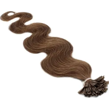 Příčesek 50cm vlasy pro metodu keratin 0,7g/pr. vlnité – středně hnědá