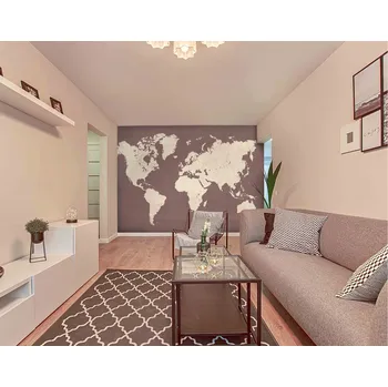 Fototapeta Tapeta mapa světa hnědá (vliesová fototapeta)