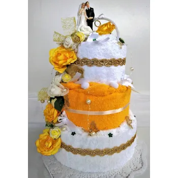 Veratex Textilní dort třípatrový - žluto/bílý*