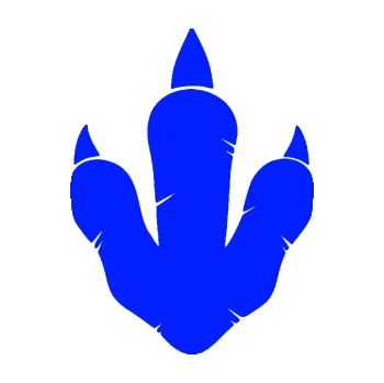 samolepka Dinosaurus stopa 002 (19 - modrá dynamic) SAMOLEPKA NA AUTO, NÁLEPKA, FÓLIE, POLEP, TUNING, VLASTNÍ TEXT, TISK, AUTOSAMOLEPKY.cz, POLEPY, OBRÁZEK, LOGO, 3D STICKERS