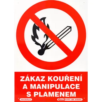 Zákaz kouření a manipulace s plamenem (samolepka A4)