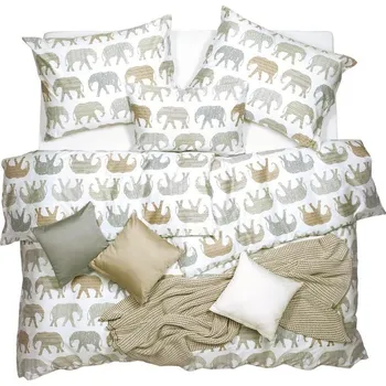Povlečení SCANquilt povlečení SATÉN DESIGN elephants šedobéžová 140 x 200/70 x 90 cm