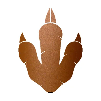 samolepka Dinosaurus stopa 002 (44 - měděná metalíza) SAMOLEPKA NA AUTO, NÁLEPKA, FÓLIE, POLEP, TUNING, VLASTNÍ TEXT, TISK, AUTOSAMOLEPKY.cz, POLEPY, OBRÁZEK, LOGO, 3D STICKERS