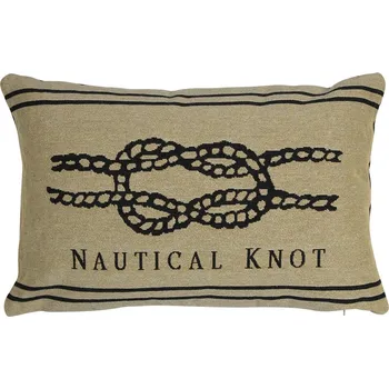 Dekorativní polštářek Béžovo-černý gobelínový polštář s uzlem Nautical knot I - 45*15*30cm