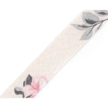 Šikmý proužek bavlněný vzorovaný šíře 20 mm zažehlený (metráž)