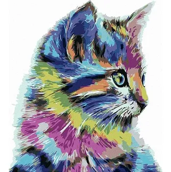 Malování podle čísel - Kočička, 50x40 cm, bez rámu a bez vypnutí plátna