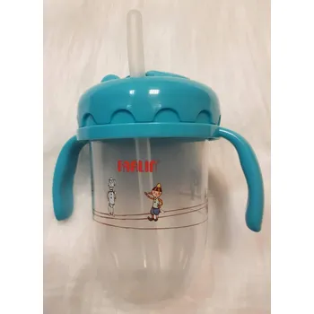 Kojenecká láhev Farlin Hrníček Gulu se slámkou 240 ml Tyrkysový