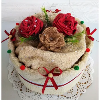 Bytová dekorace Veratex Textilní dort béžové růžičky