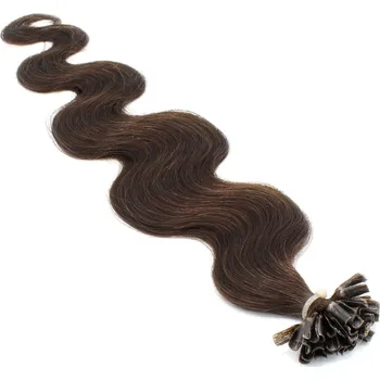 Příčesek 60cm vlasy pro metodu keratin 0,5g/pr. vlnité – tmavě hnědá
