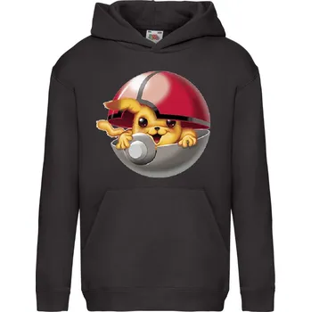 Chlapecká mikina dětská levná mikina, kapuce, pikachu Barva: Black -černá, velikost: 128