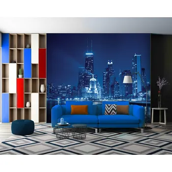 Fototapeta Tapeta Chicago panorama noc (vliesová fototapeta)