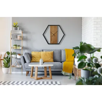 Hodiny Nástěnné hodiny v kombinaci dřeva a kovu 80 cm