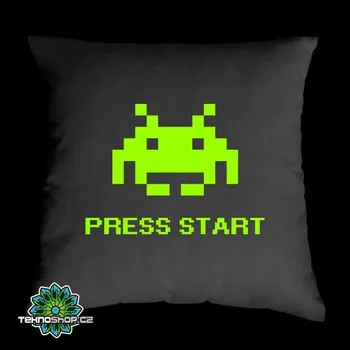 Dekorativní polštářek TEKNOSHOP Space Invaders tekno polštářek s potiskem oranžový