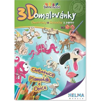 omalovánky 3D omalovánky Chobotnice, plameňák a opice