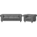 Beliani Chesterfield 3 + 1 L/P světle…