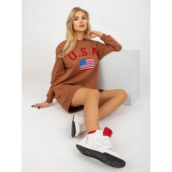 Dámská mikina Dámská mikina s potiskem a aplikací ALLISON světle hnědá