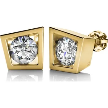 Náušnice Couple, Asymetrické náušnice Lis, žluté zlato se zirkony, 585-68-3-0631.0Z00.0.00.001.06