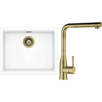 Granitový dřez Set Schock S28-13 (dřez Kiruna N-100L Day + baterie Keto White Gold + komponenty White Gold)