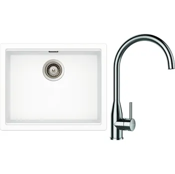 Granitový dřez Set Schock S28-2 (dřez Kiruna N-100L Day + baterie Kavus Nerez + komponenty Nerez)