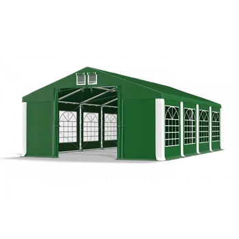 Zahradní stan Párty stan 6x12x2,5m střecha PVC 560g/m2 boky PVC 500g/m2 konstrukce ZIMA PLUS Zelená Zelená Bílá