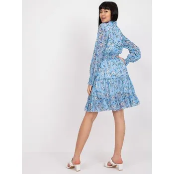 Dámské šaty Dámské šaty s potiskem květin a límcem mini KRISHA modré