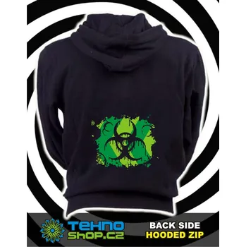 Pánská mikina TEKNOSHOP Biohazard Green tekno mikina na zip s kapucí s potiskem L černá