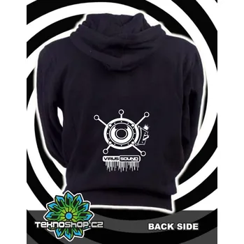Pánská mikina TEKNOSHOP Virus Sound System Volume Up mikina na zip s kapucí s potiskem L černá