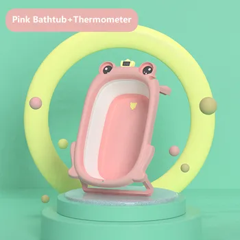 Babybetter dětská skládací vanička s teploměrem a polštářkem v novém stylu - FunnyFrog01 Barva: Růžová
