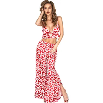 Dámská erotická souprava Krásný komplet Inezza Bra + Pants - Anais bílá/červená L/XL