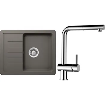 Kuchyňský dřez Set Schock S1-9 (dřez Toledo D-100XS Silverstone + baterie Epos.120 Chrom)