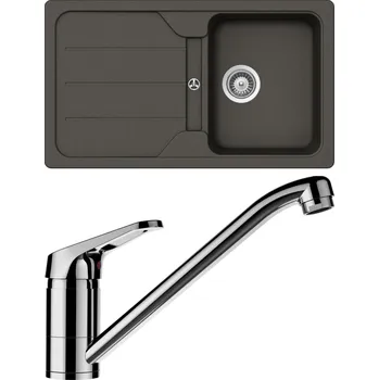 Granitový dřez Set Schock S22-6 (dřez Formhaus D-100 Asphalt + baterie Cosmo Chrom)