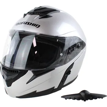 Helma na motorku Motocyklová výklopná přiba Marushin M410 stříbrná Velikost: XXL