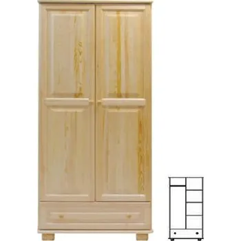 ImportWorld Šatní skříň z masivu Zuzana věšák/police (Barva dřeva: Bílá)