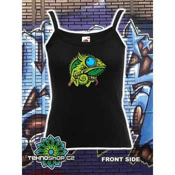 TEKNOSHOP Chameleon tekno tílko s potiskem dámské L černé