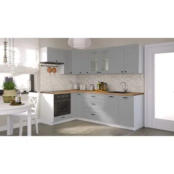 Kuchyňská linka Mimosa kuchyně levý roh 243 x 143 cm matně šedá