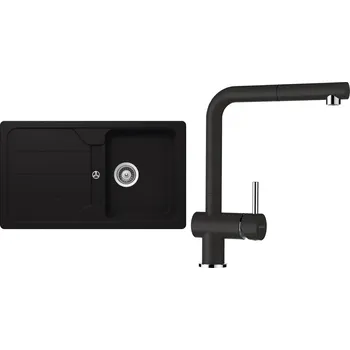 Granitový dřez Set Schock S22-4 (dřez Formhaus D-100 Onyx + baterie Epos.120 Onyx)