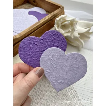 Svatební dekorace Sapaimport Výsek z ručního papíru - srdce tmavě fialové Velikost: větší 20 ks