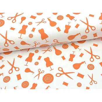 Mirtex Plátno DOMESTIK 145/15741-6 Galanterie oranžová šíře 150cm Zbytková metráž