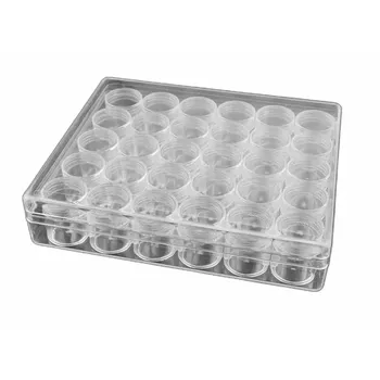 Organizér galanterie Stoklasa Plastový box 30 šroubovacích dóziček 13,5 x 16 x 3,5 cm transparentní