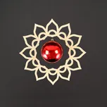 AMADEA Vločka s vánoční kuličkou na zavěšení, masivní dřevo, průměr 15 cm