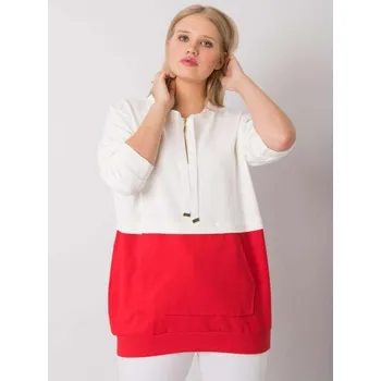Dámská tunika Dámská tunika z bavlny plus size PHILOMENE ecru-červená