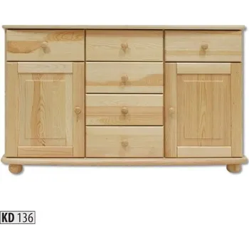 Ložnice ImportWorld Komoda Alexia masiv v76 x š125 x h42 cm (Barva dřeva: Ořech)