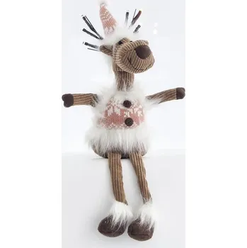 Vánoční dekorace Eurolamp Vánoční dekorace osvětlený sedící jelen s růžovou čepicí, 12 x 11 x 44 cm, 1 ks