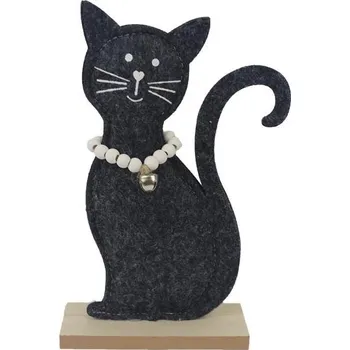 Soška Černá kočka s korálkovým náhrdelníkem